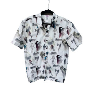 Marvel Avengers Camp Disney Parks Short Sleeve Button Down Shirt Size Large Men